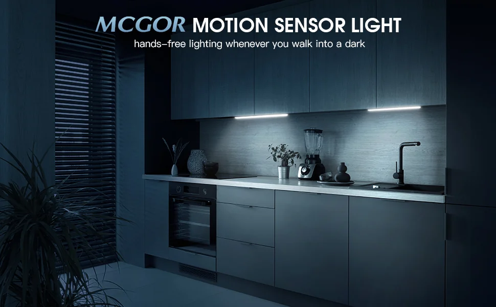 MCGOR motion sensor under cabinet light installed in kitchen
